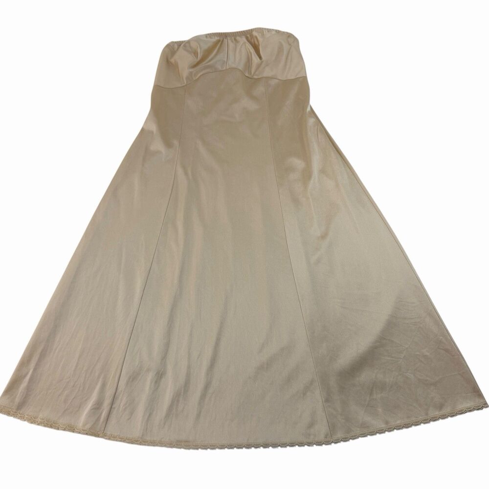 JC Penney Strapless Midi Slip Size 34 Beige Nude Nylon Antron III 70's VTG